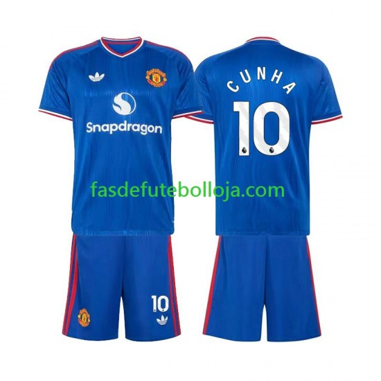 Camisola 2º Equipamento Manchester United Matheus Cunha 10 2026-2027 Manga Curta ,Criança