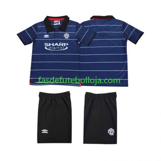 Camisola 2º Equipamento Manchester United 2000 1999 Manga Curta Retro ,Criança