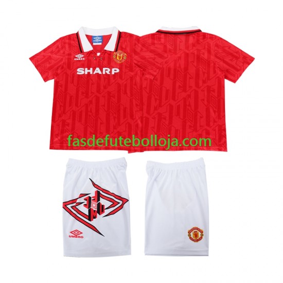 Camisola 1º Equipamento Manchester United 1993 1994 Manga Curta Retro ,Criança