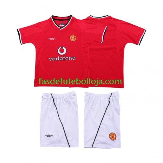 Camisola 1º Equipamento Manchester United 2000 2002 Manga Curta Retro ,Criança