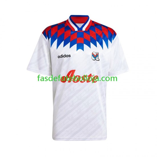 Camisola 1º Equipamento Olympique Lyonnais 1995 1996 Manga Curta Retro ,Homem