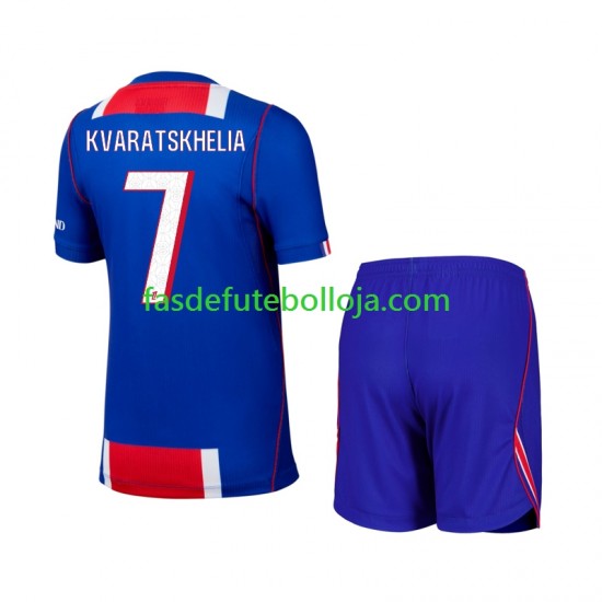 Camisola 1º Equipamento Paris Saint-Germain Khvicha Kvaratskhelia 7 2026-2027 Manga Curta ,Criança
