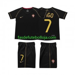 Camisola 2º Equipamento Seleção Portuguesa FIGO 7 2006 Manga Curta Retro ,Criança