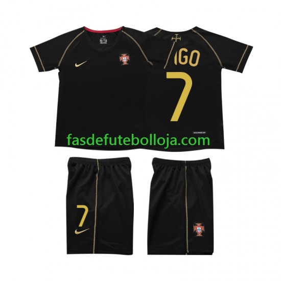 Camisola 2º Equipamento Seleção Portuguesa FIGO 7 2006 Manga Curta Retro ,Criança