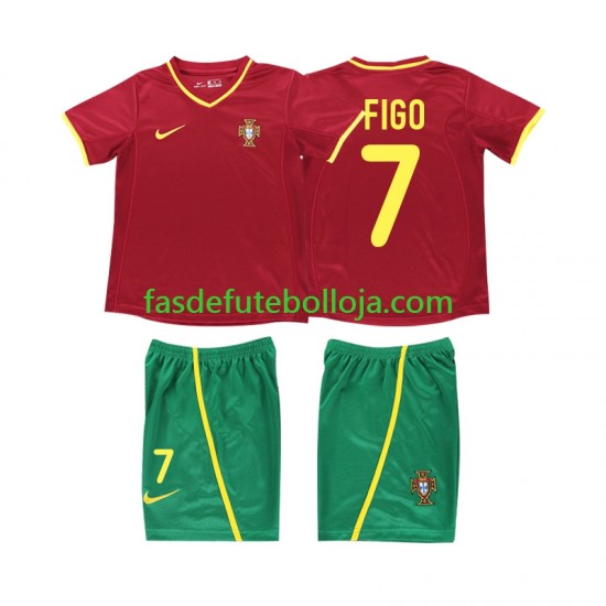 Camisola 1º Equipamento Seleção Portuguesa FIGO 7 2002 Manga Curta Retro ,Criança