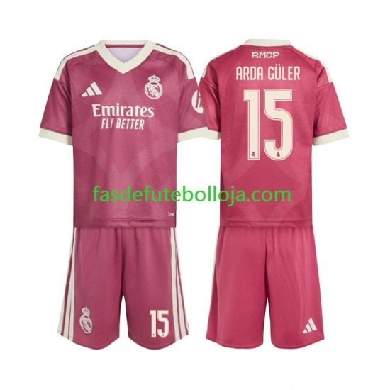 Camisola 3º Equipamento Real Madrid Arda Guler 15 2026-2027 Manga Curta ,Criança