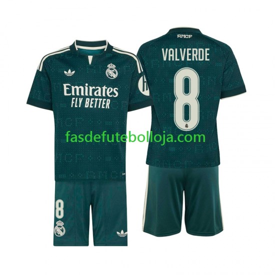 Camisola 2º Equipamento Real Madrid Federico Valverde 8 2026-2027 Manga Curta ,Criança