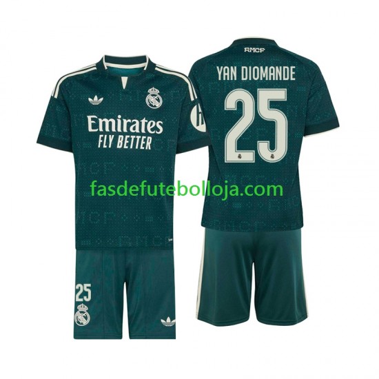 Camisola 2º Equipamento Real Madrid Yan Diomande 25 2026-2027 Manga Curta ,Criança