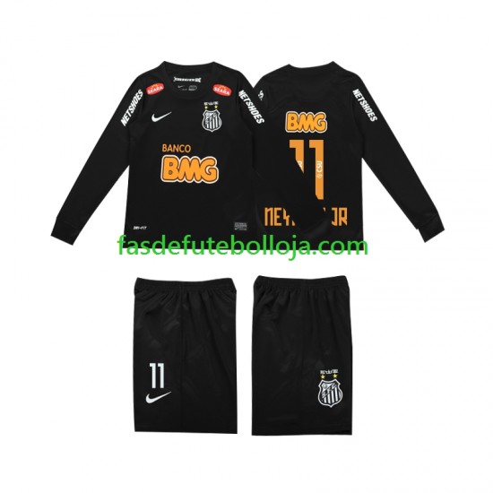 Camisola 2º Equipamento Santos NEYMAR JR 11 Classic 2012 2013 Manga Comprida Retro ,Criança