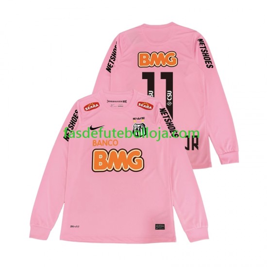 Camisola 4º Equipamento Santos Neymar JR 11 2012 2013 Manga Comprida Retro ,Homem