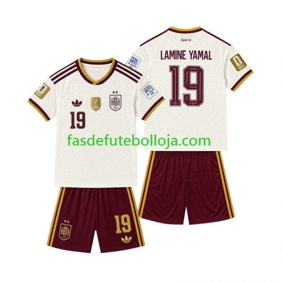 Camisola 2º Equipamento Seleção Espanhola 2-star Lamine Yamal 19 2026-2027 Manga Curta ,Criança