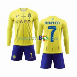 Camisola 1º Equipamento Al-Nassr Cristiano Ronaldo 7 2023-2024 Manga Comprida ,Criança