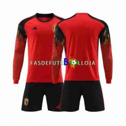 Camisola 1º Equipamento Seleção Belga World Cup 2022 Manga Comprida ,Criança