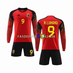 Camisola 1º Equipamento Seleção Belga R.LUKAKU 9 World Cup 2022 Manga Comprida ,Criança