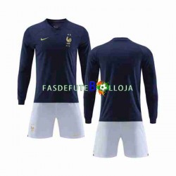 Camisola 1º Equipamento Seleção Francesa World Cup 2022 Manga Comprida ,Criança