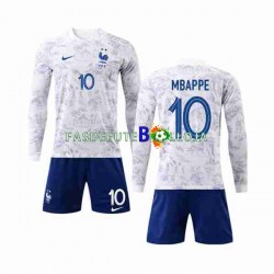 Camisola 2º Equipamento Seleção Francesa Mbappé 10 World Cup 2022 Manga Comprida ,Criança