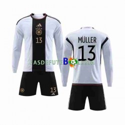 Camisola 1º Equipamento Seleção Alemã MULLER 13 World Cup 2022 Manga Comprida ,Criança