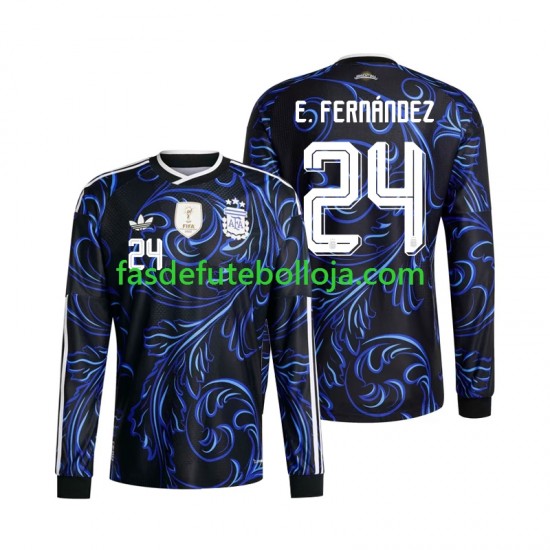 Camisola 2º Equipamento Seleção Argentina Enzo Fernandez 24 World Cup 2026 Manga Comprida ,Homem
