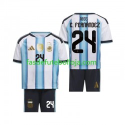 Camisola 1º Equipamento Seleção Argentina Enzo Fernandez 24 World Cup 2026 Manga Curta ,Criança