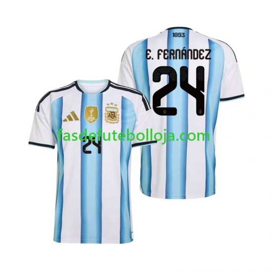 Camisola 1º Equipamento Seleção Argentina Enzo Fernandez 24 World Cup 2026 Manga Curta ,Homem