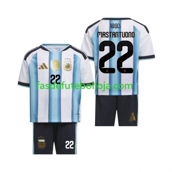 Camisola 1º Equipamento Seleção Argentina Franco Mastantuono 22 World Cup 2026 Manga Curta ,Criança Camisola 1º Equipamento Seleção Argentina Franco Mastantuono 22 World Cup 2026 Manga Curta ,Criança