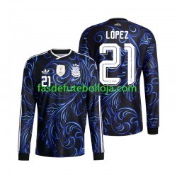 Camisola 2º Equipamento Seleção Argentina Jose Manuel Lopez 21 World Cup 2026 Manga Comprida ,Homem
