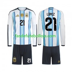 Camisola 1º Equipamento Seleção Argentina Jose Manuel Lopez 21 World Cup 2026 Manga Comprida ,Criança Camisola 1º Equipamento Seleção Argentina Jose Manuel Lopez 21 World Cup 2026 Manga Comprida ,Criança