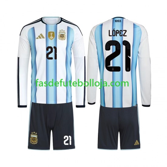 Camisola 1º Equipamento Seleção Argentina Jose Manuel Lopez 21 World Cup 2026 Manga Comprida ,Criança Camisola 1º Equipamento Seleção Argentina Jose Manuel Lopez 21 World Cup 2026 Manga Comprida ,Criança