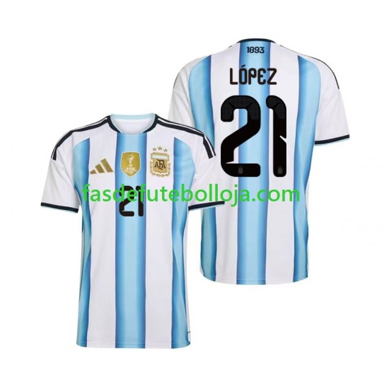 Camisola 1º Equipamento Seleção Argentina Jose Manuel Lopez 21 World Cup 2026 Manga Curta ,Homem