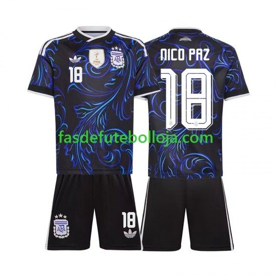 Camisola 2º Equipamento Seleção Argentina Nico Paz 18 World Cup 2026 Manga Curta ,Criança Camisola 2º Equipamento Seleção Argentina Nico Paz 18 World Cup 2026 Manga Curta ,Criança