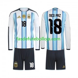 Camisola 1º Equipamento Seleção Argentina Nico Paz 18 World Cup 2026 Manga Comprida ,Criança Camisola 1º Equipamento Seleção Argentina Nico Paz 18 World Cup 2026 Manga Comprida ,Criança