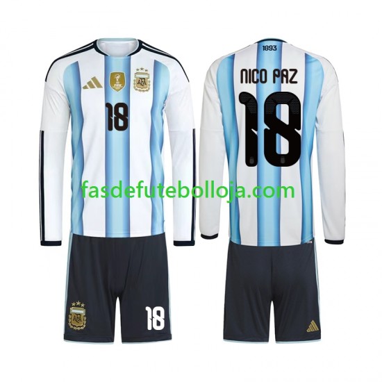 Camisola 1º Equipamento Seleção Argentina Nico Paz 18 World Cup 2026 Manga Comprida ,Criança Camisola 1º Equipamento Seleção Argentina Nico Paz 18 World Cup 2026 Manga Comprida ,Criança