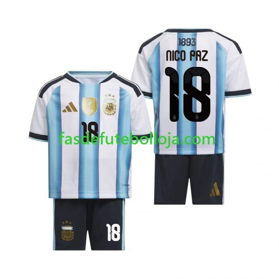 Camisola 1º Equipamento Seleção Argentina Nico Paz 18 World Cup 2026 Manga Curta ,Criança Camisola 1º Equipamento Seleção Argentina Nico Paz 18 World Cup 2026 Manga Curta ,Criança