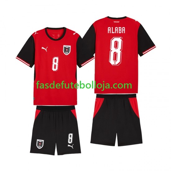 Camisola 1º Equipamento Seleção Austríaca David Alaba 8 World Cup 2026 Manga Curta ,Criança Camisola 1º Equipamento Seleção Austríaca David Alaba 8 World Cup 2026 Manga Curta ,Criança