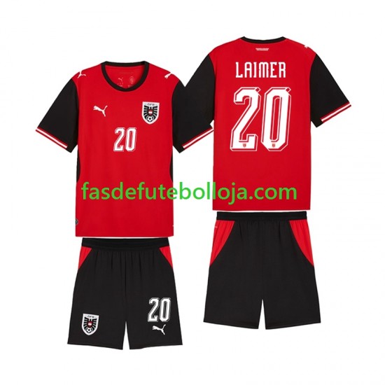 Camisola 1º Equipamento Seleção Austríaca Konrad Laimer 20 World Cup 2026 Manga Curta ,Criança Camisola 1º Equipamento Seleção Austríaca Konrad Laimer 20 World Cup 2026 Manga Curta ,Criança