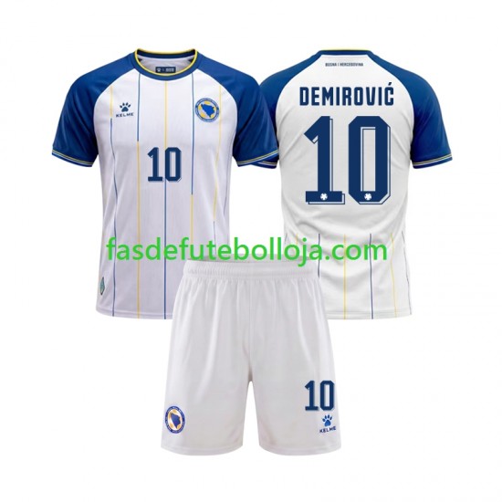 Camisola 2º Equipamento Bosnia Herzegovina Ermedin Demirovic 10 World Cup 2026 Manga Curta ,Criança Camisola 2º Equipamento Bosnia Herzegovina Ermedin Demirovic 10 World Cup 2026 Manga Curta ,Criança
