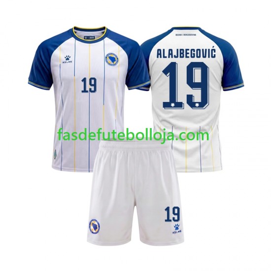 Camisola 2º Equipamento Bosnia Herzegovina Kerim Alajbegovic 19 World Cup 2026 Manga Curta ,Criança Camisola 2º Equipamento Bosnia Herzegovina Kerim Alajbegovic 19 World Cup 2026 Manga Curta ,Criança