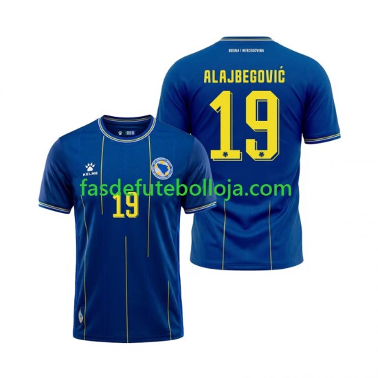 Camisola 1º Equipamento Bosnia Herzegovina Kerim Alajbegovic 19 World Cup 2026 Manga Curta ,Homem Camisola 1º Equipamento Bosnia Herzegovina Kerim Alajbegovic 19 World Cup 2026 Manga Curta ,Homem
