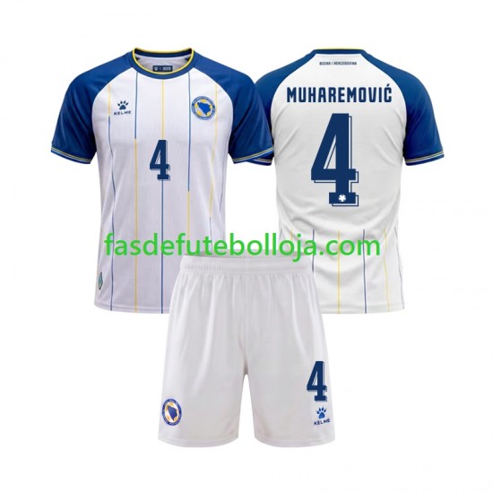Camisola 2º Equipamento Bosnia Herzegovina Tarik Muharemovic 4 World Cup 2026 Manga Curta ,Criança Camisola 2º Equipamento Bosnia Herzegovina Tarik Muharemovic 4 World Cup 2026 Manga Curta ,Criança