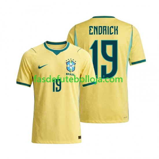 Camisola 1º Equipamento Seleção Brasileira Endrick 19 World Cup 2026 Manga Curta ,Homem
