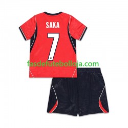 Camisola 2º Equipamento Seleção Inglesa Bukayo Saka 7 World Cup 2026 Manga Curta ,Criança