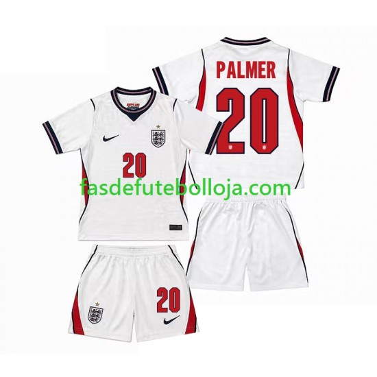 Camisola 1º Equipamento Seleção Inglesa Cole Palmer 20 World Cup 2026 Manga Curta ,Criança
