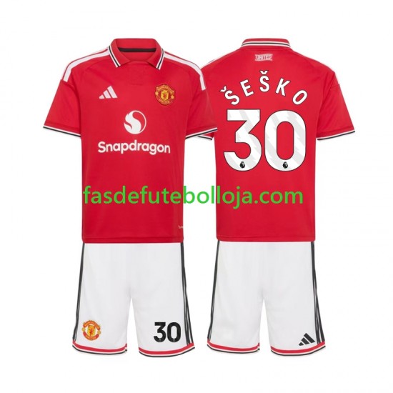 Camisola 1º Equipamento Manchester United Benjamin Sesko 30 2026-2027 Manga Curta ,Criança Camisola 1º Equipamento Manchester United Benjamin Sesko 30 2026-2027 Manga Curta ,Criança