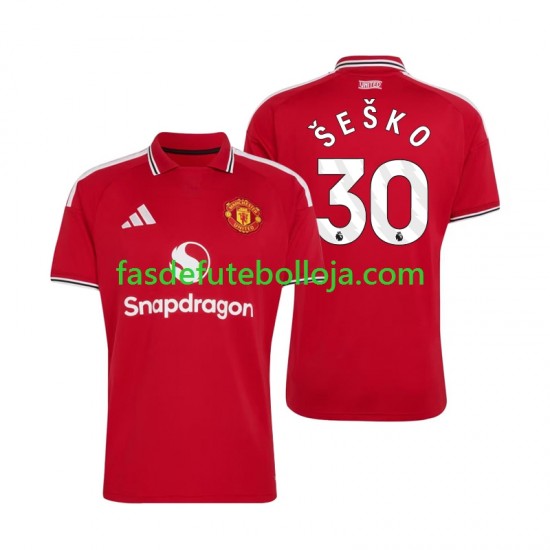 Camisola 1º Equipamento Manchester United Benjamin Sesko 30 2026-2027 Manga Curta ,Homem Camisola 1º Equipamento Manchester United Benjamin Sesko 30 2026-2027 Manga Curta ,Homem