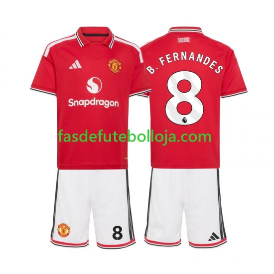 Camisola 1º Equipamento Manchester United Bruno Fernandes 8 2026-2027 Manga Curta ,Criança
