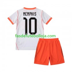 Camisola 2º Equipamento Seleção Neerlandesa Memphis Depay 10 World Cup 2026 Manga Curta ,Criança