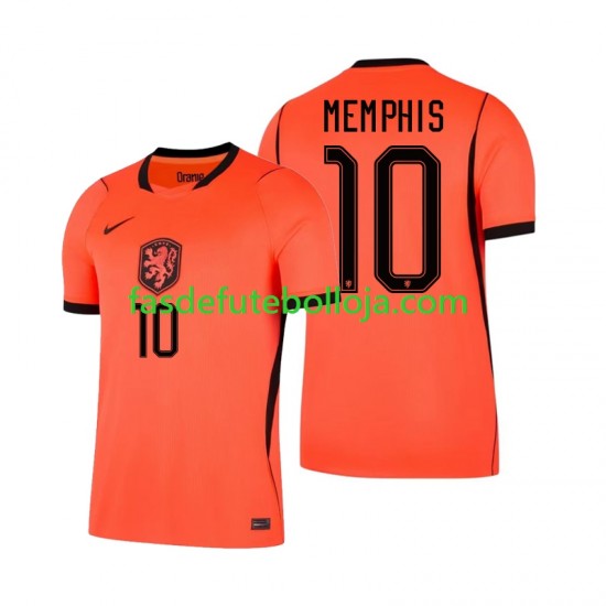 Camisola 1º Equipamento Seleção Neerlandesa Memphis Depay 10 World Cup 2026 Manga Curta ,Homem