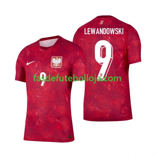 Camisola 2º Equipamento Selecção Polaca Robert Lewandowski 9 2026 Manga Curta ,Homem