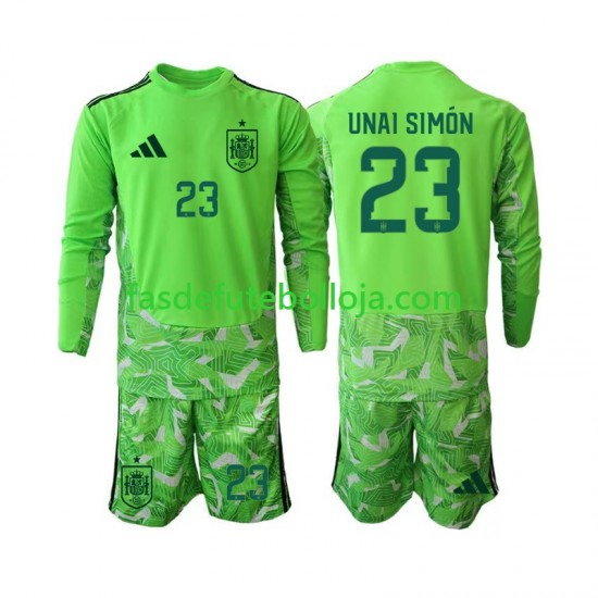 Camisola Guarda-redes Seleção Espanhola Unai Simon 23 6th Green color World Cup 2026 Manga Comprida ,Criança