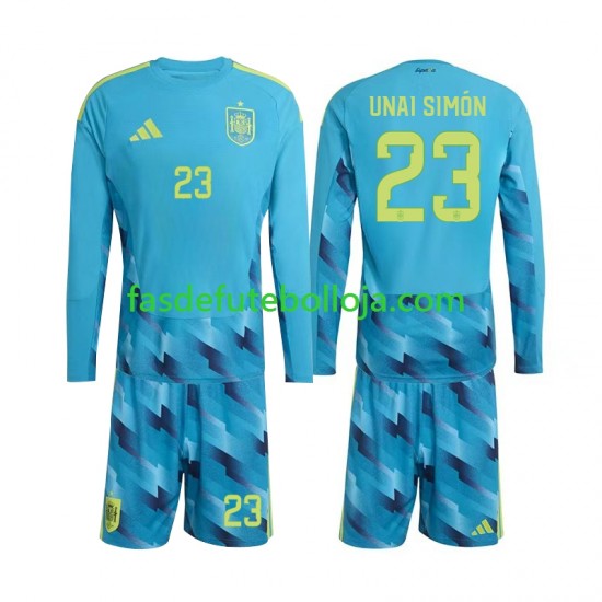 Camisola Guarda-redes 1º Equipamento Seleção Espanhola Unai Simon 23 World Cup 2026 Manga Comprida ,Criança